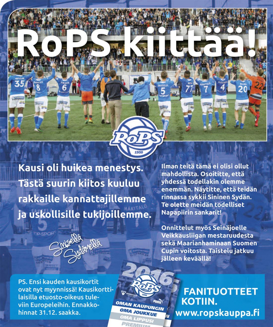 RoPS kiittää!